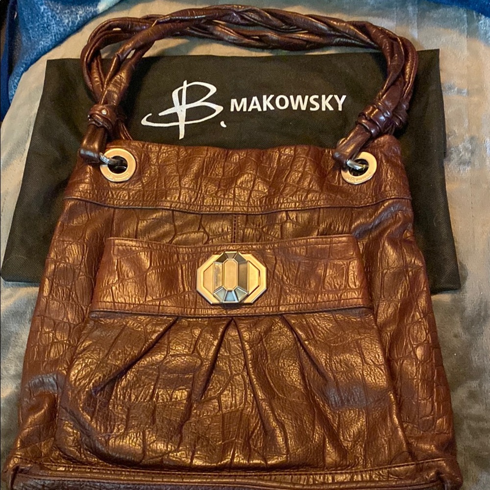 B. Makowsky Brown Leather Handbag…NWOT